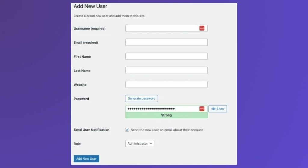 Create a New Admin User 