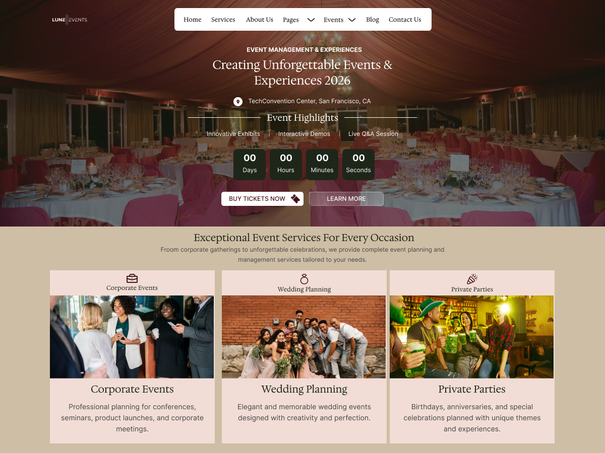 Free Event Management WordPress Theme