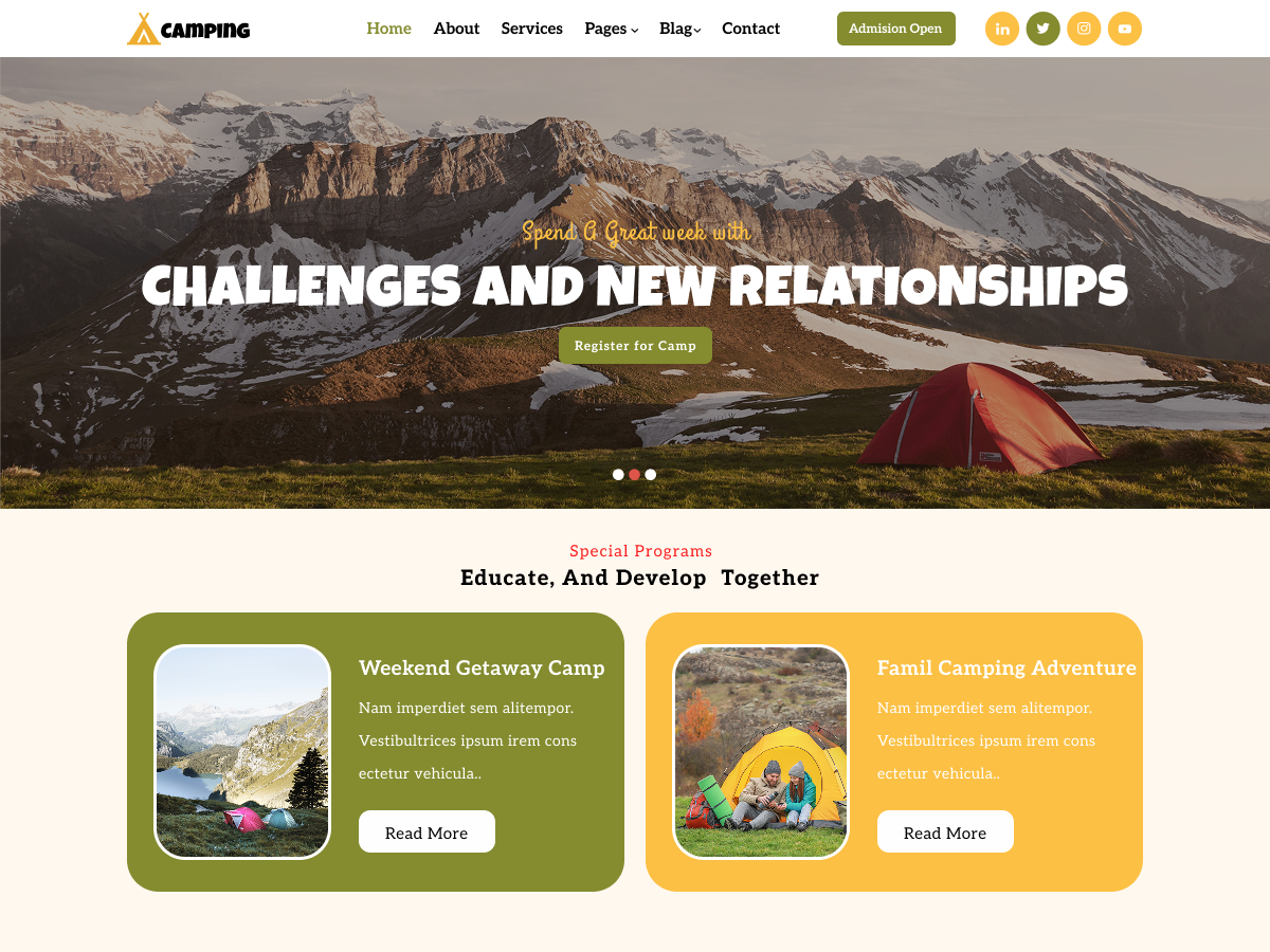 Adventure Camp WordPress Theme