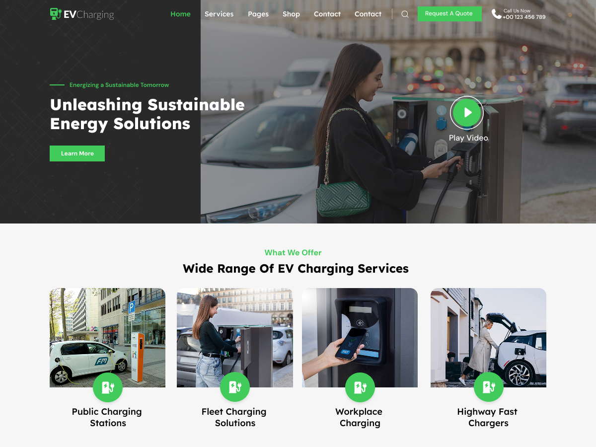 Free EV Charging Station WordPress Theme