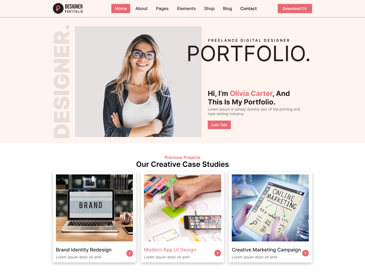 Free Designer Portfolio WordPress Theme