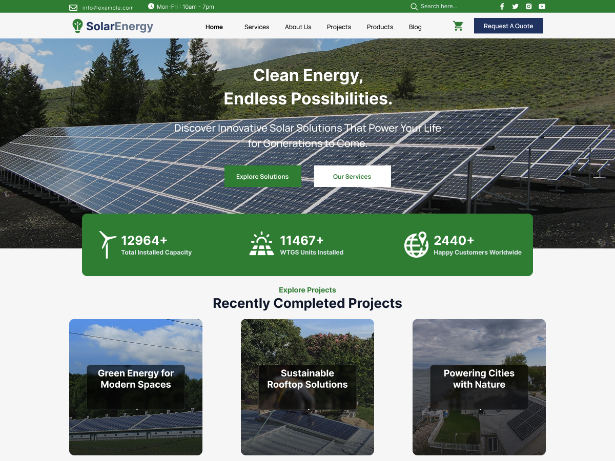 Free Solar Energy WordPress Theme